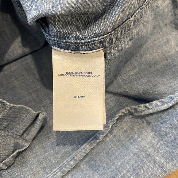 Lands’ End Men’s Blue Chambray Button Down Shirt Medium Traditional Fit 100% Cot - Picture 5 of 8